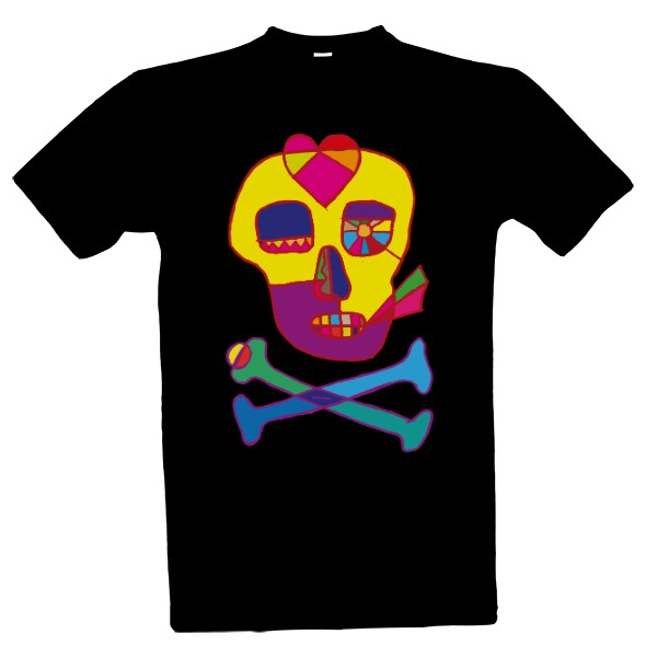 Tričko s potiskem Lebka Fraktále - barevná