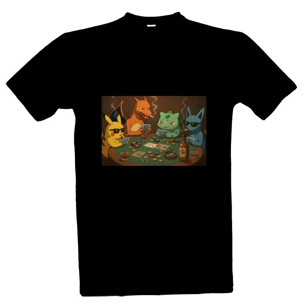 Tričko s potiskem pokemoni hrajou karty